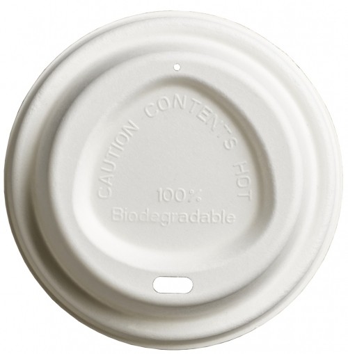 Biodegradable Bagasse Sip-thru Lid for 12oz Aqueous Paper Cup 