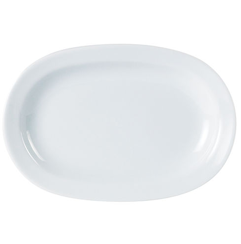 Porcelite White Rimmed Deep Oval Plates 10inch / 25cm 