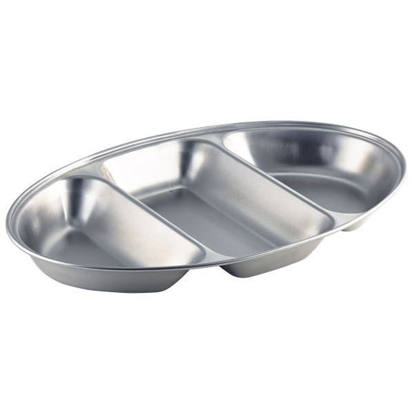 Stainless Steel 3 Vegetable Division Dish 35cm  