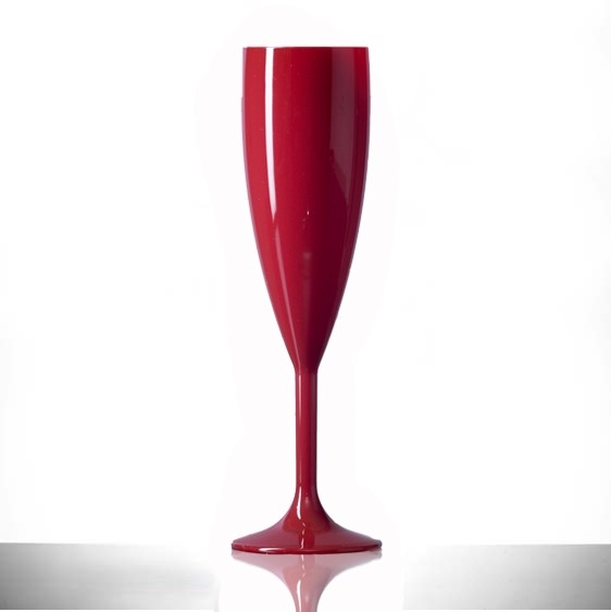 Elite Premium Polycarbonate Champagne Flutes Red 6.6oz / 187ml 
