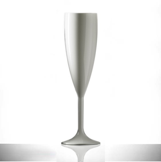 Elite Premium Polycarbonate Champagne Flutes White 6.6oz / 190ml