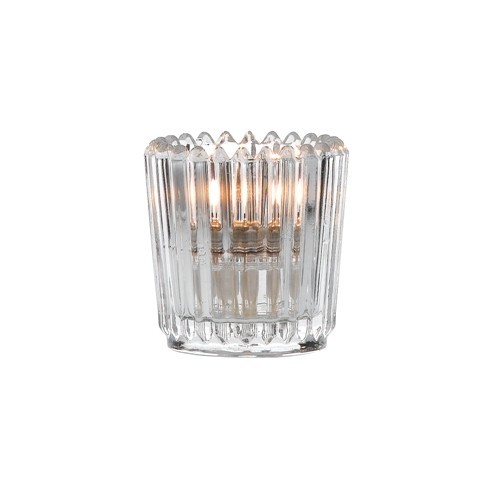 Clear Ribbed Votive Candle Holders 