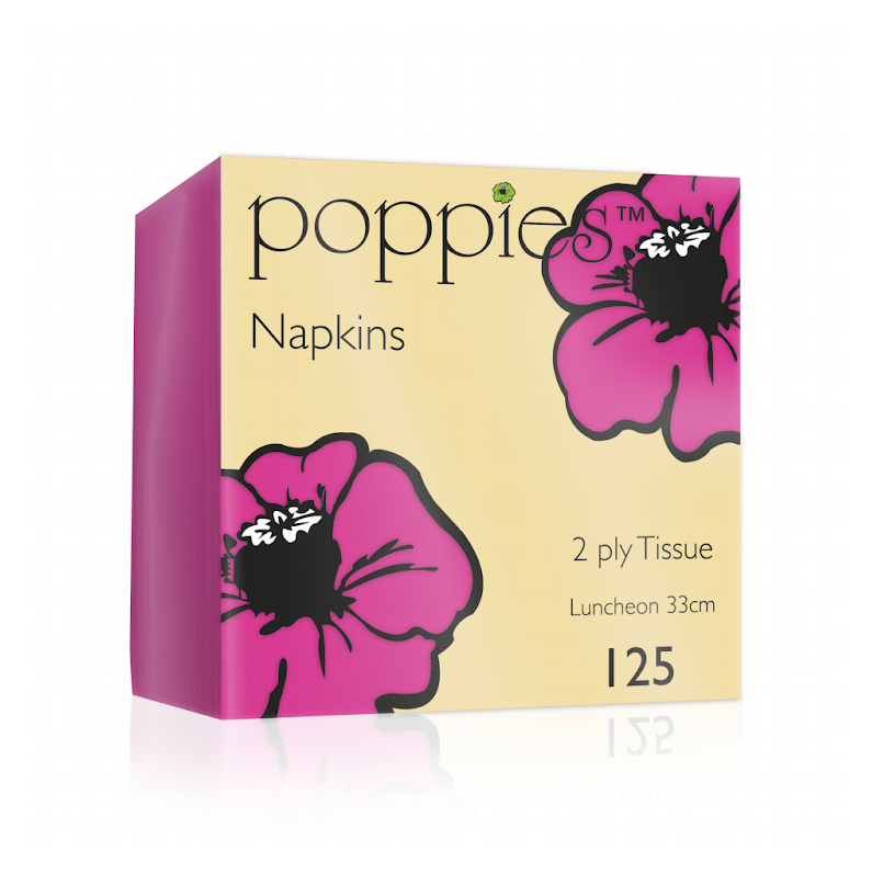 Poppies Magenta Lunch Napkins 2ply 32cm