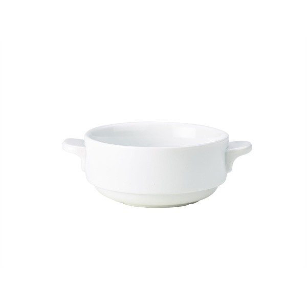 Genware Porcelain Stacking Lugged Soup Bowls 8.75oz / 25cl
