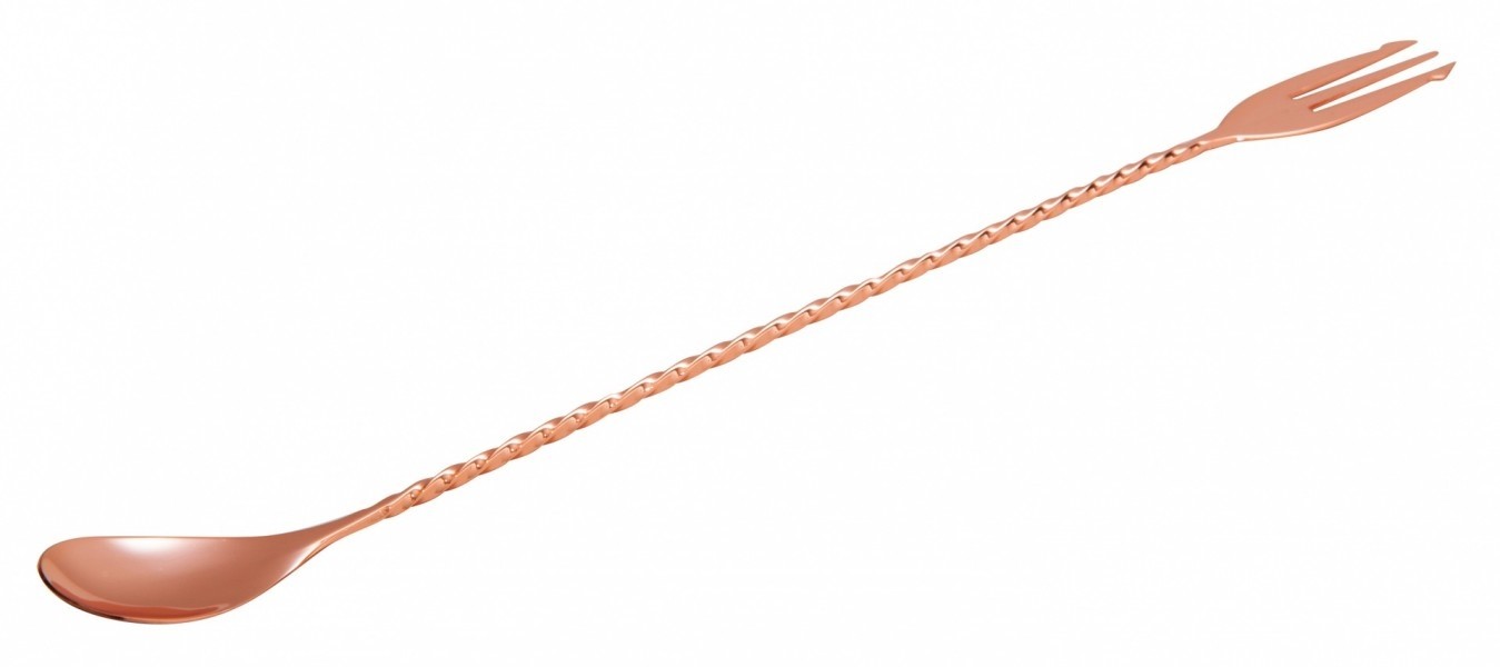 Mezclar Bar Spoon with Fork Copper Plated 30cm