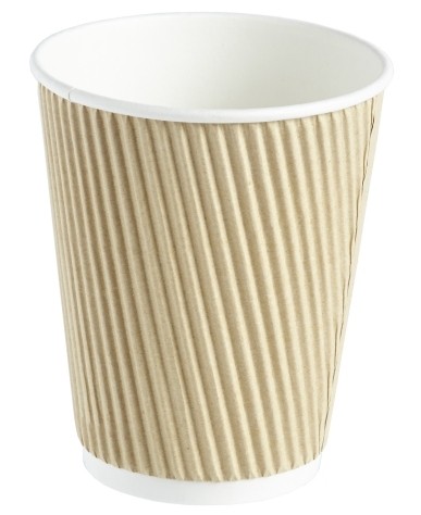 Kraft Ripple Disposable Paper Coffee Cup 12oz / 340ml