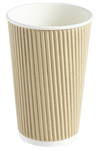 Kraft Ripple Disposable Paper Coffee Cup 16oz / 453ml