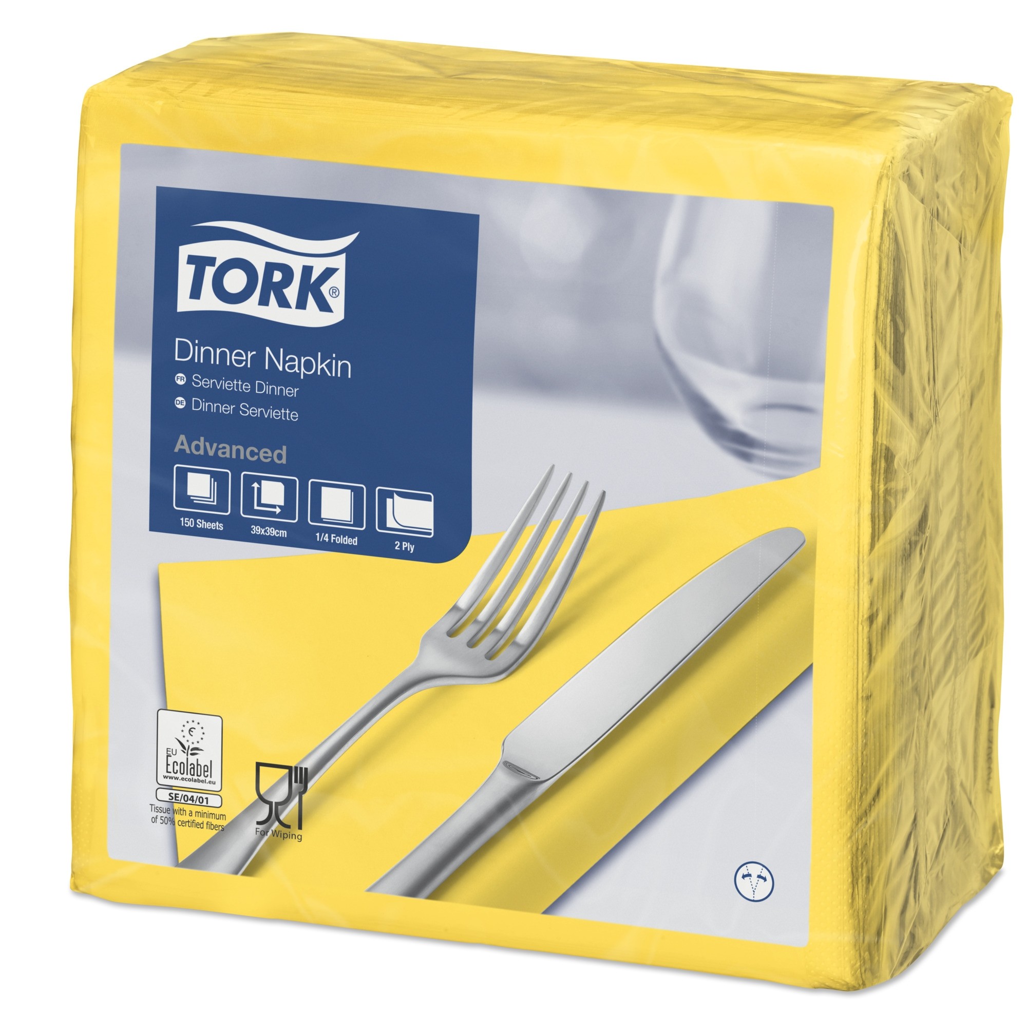 Tork Yellow Dinner Napkins 39cm 2ply
