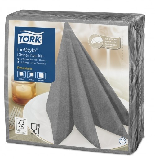 Tork Linstyle Dinner Napkin 8 Fold 39cm Grey