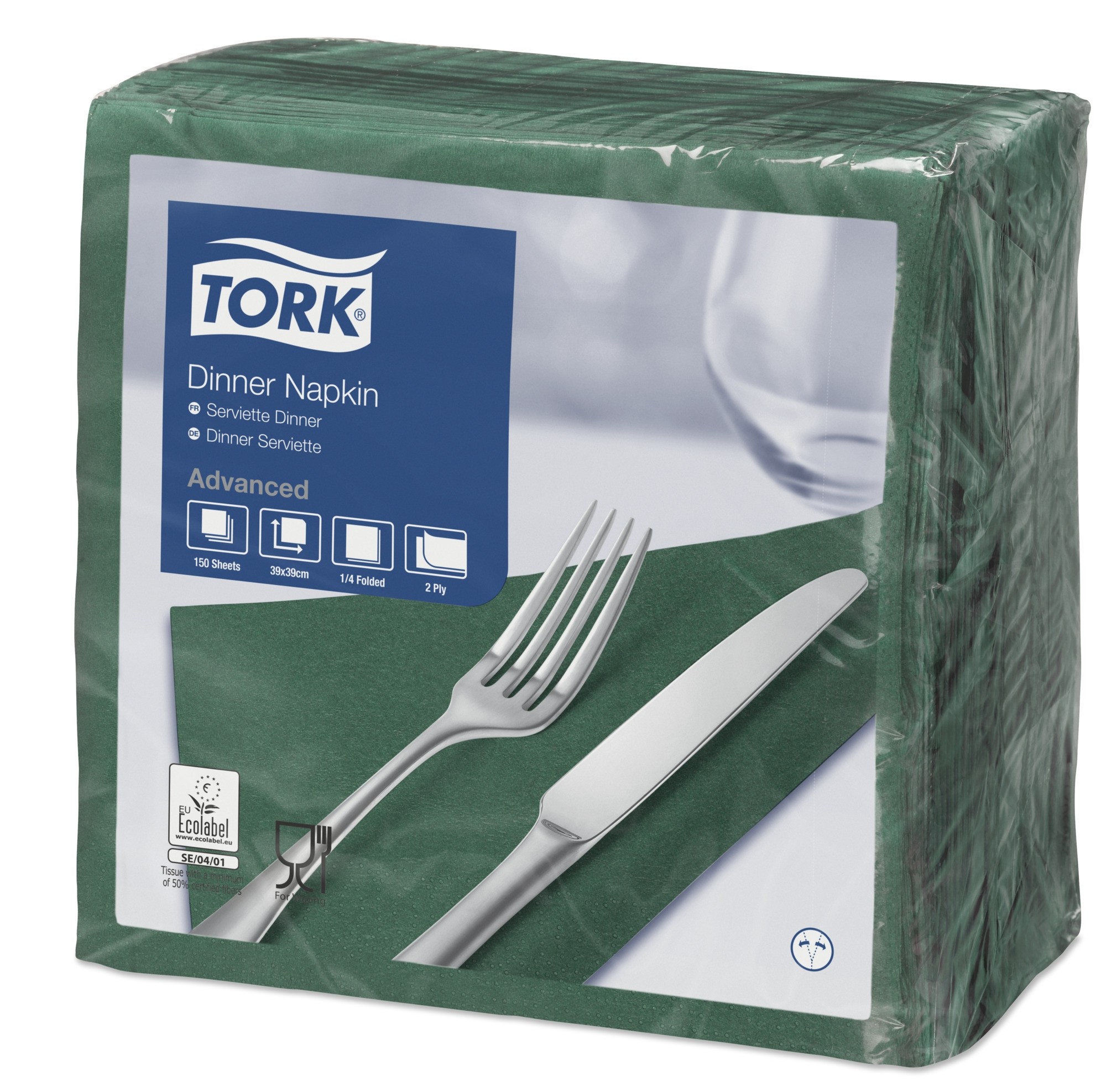 Tork Dark Green Dinner Napkins 39cm 2ply