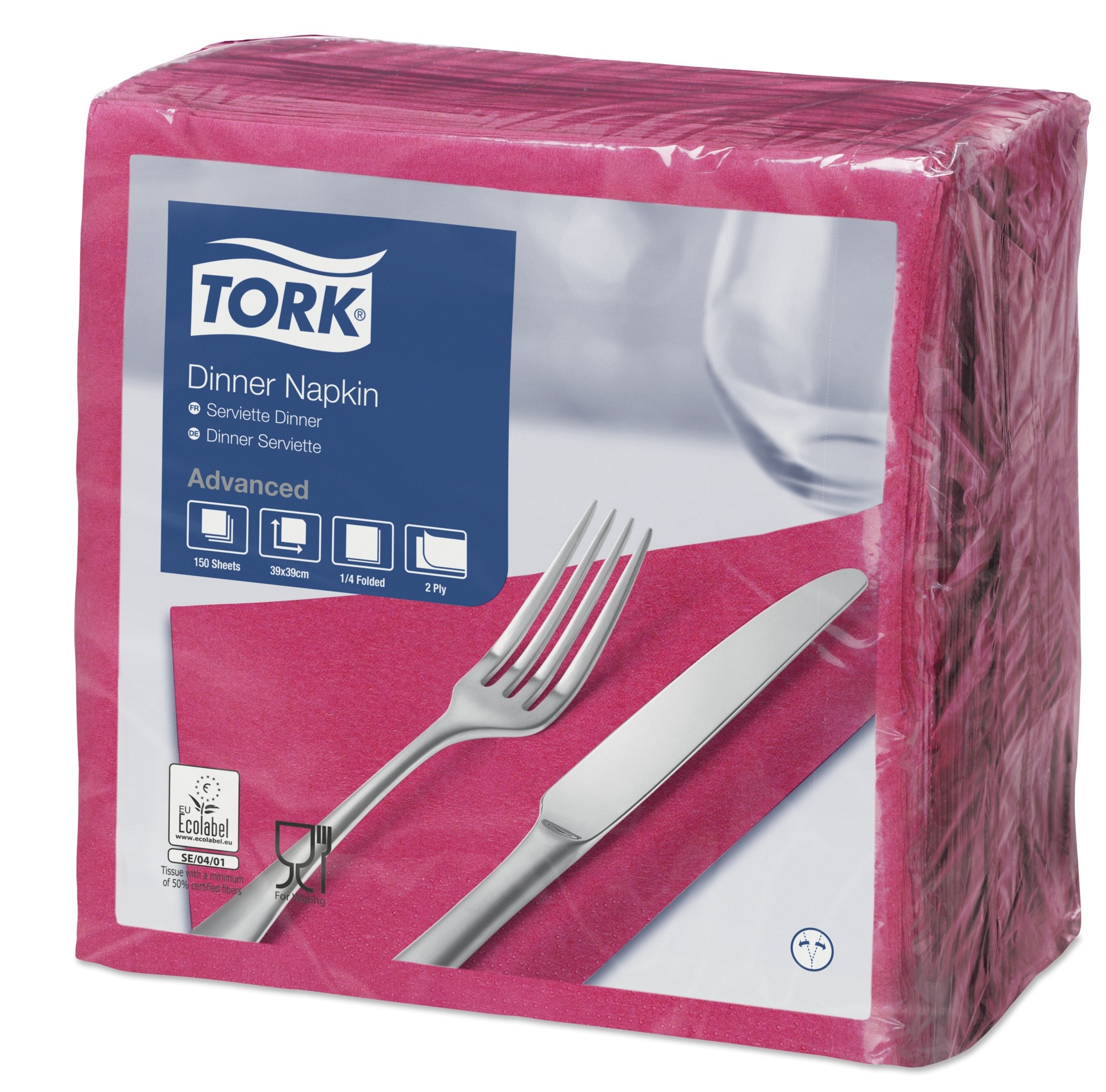 Tork Bright Pink Dinner Napkins 39cm 2ply