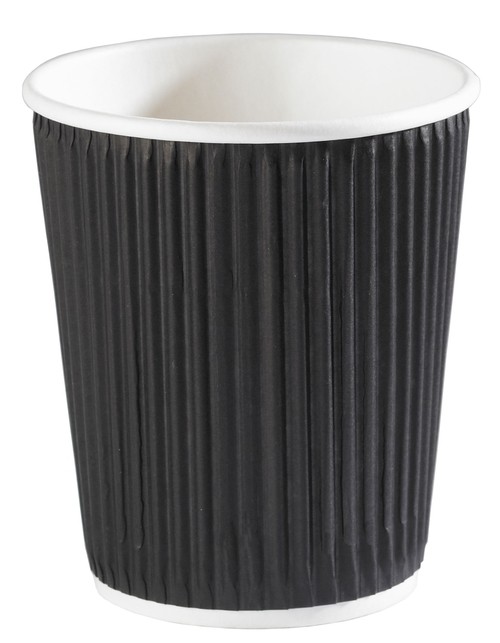 Black Ripple Disposable Paper Coffee Cups 8oz / 227ml