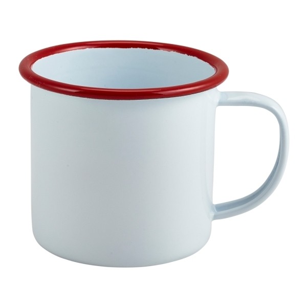 Enamel Mug White with Red Rim 36cl 12.5oz 