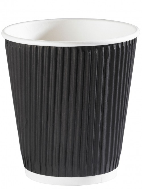 Black Ripple Disposable Paper Coffee Cups 10oz / 280ml