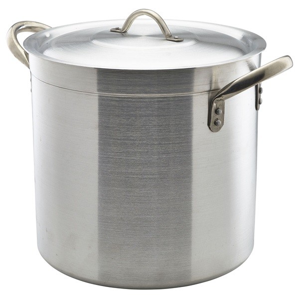 Genware Medium Duty Aluminium Stock Pot with Lid 50 Litre 