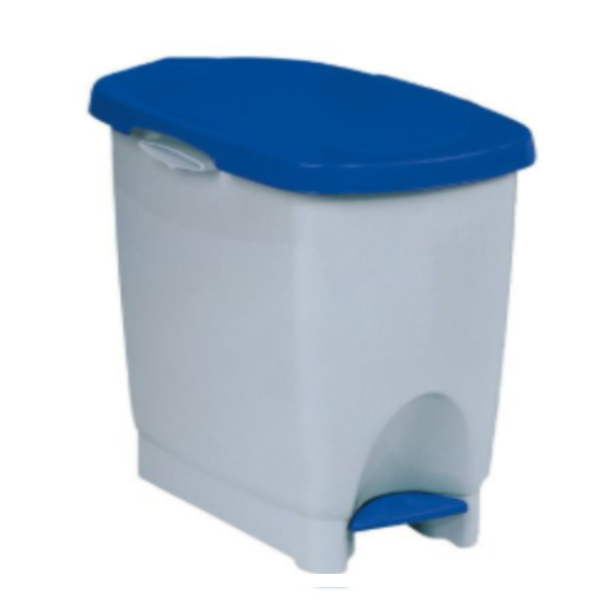 Araven White Step on Pedal Bin with Blue Lid 22 Litre