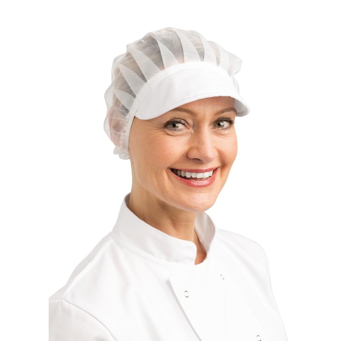Whites Net Peaked Hat White - Catering Uniform Peaked Hats - MBS Wholesale