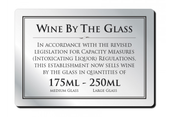 Wine by the Glass Bar Notice 175 & 250ml 