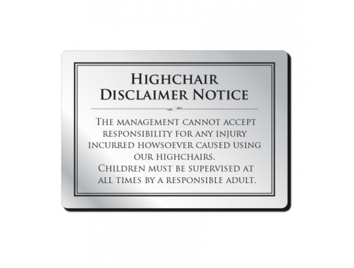 Highchair Disclaimer Notice