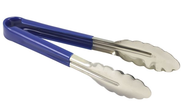 Genware Colour Coded Stainless Steel Tongs 23cm Blue