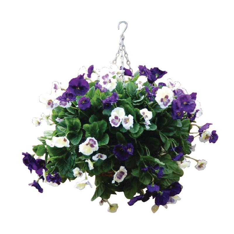 Artifical Hanging Pansy Ball Purple & White 22inch