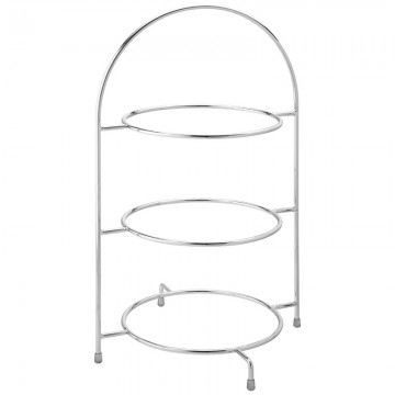 Chrome 3 Tier Cake Plate Stand 17inch / 43cm