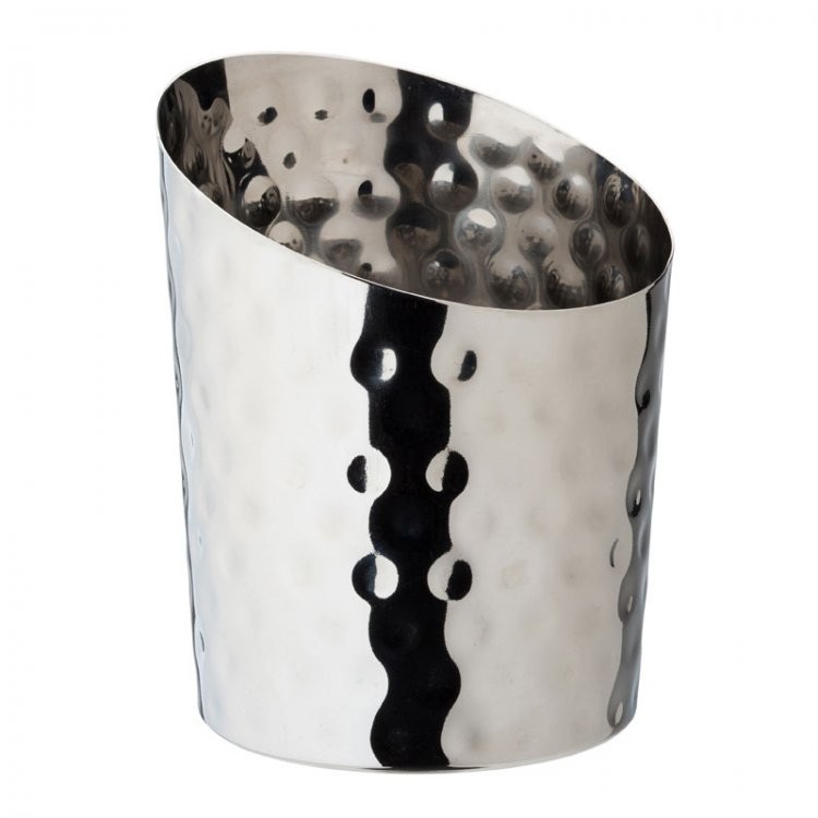 Stainless Steel Angled Conical Hammered Cup 9.5cm