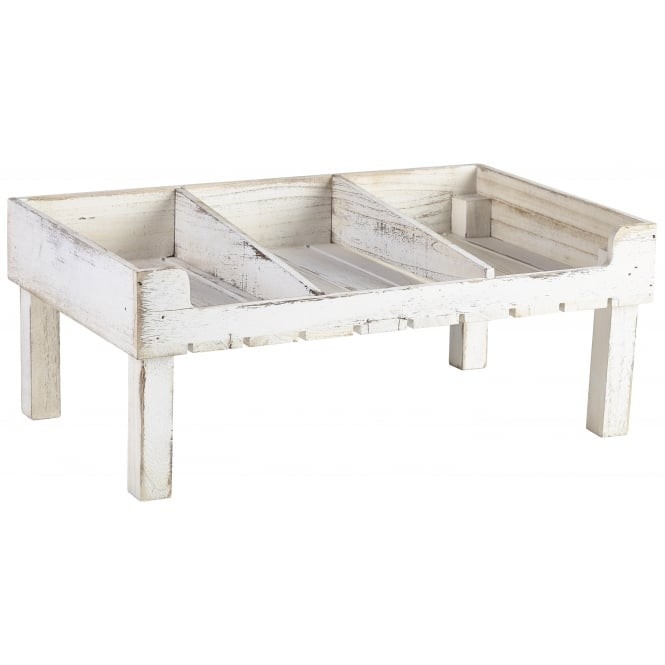 Wooden Display Crate Stand White Wash Finish 53 x 32 x 21cm