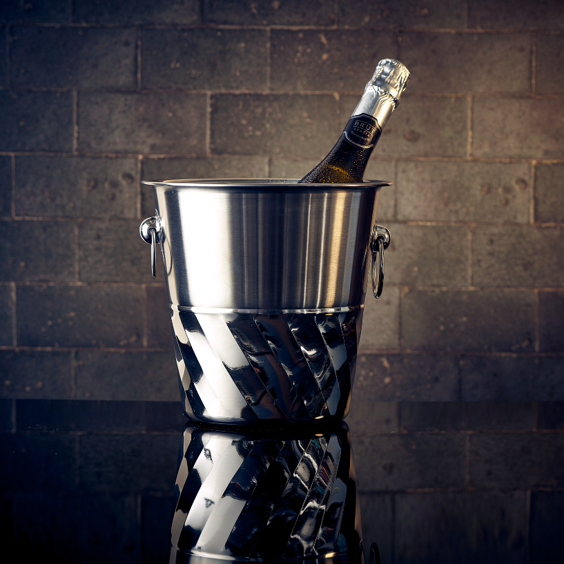 Genware Stainless Steel Swirl Wine Bucket with Ring Handles