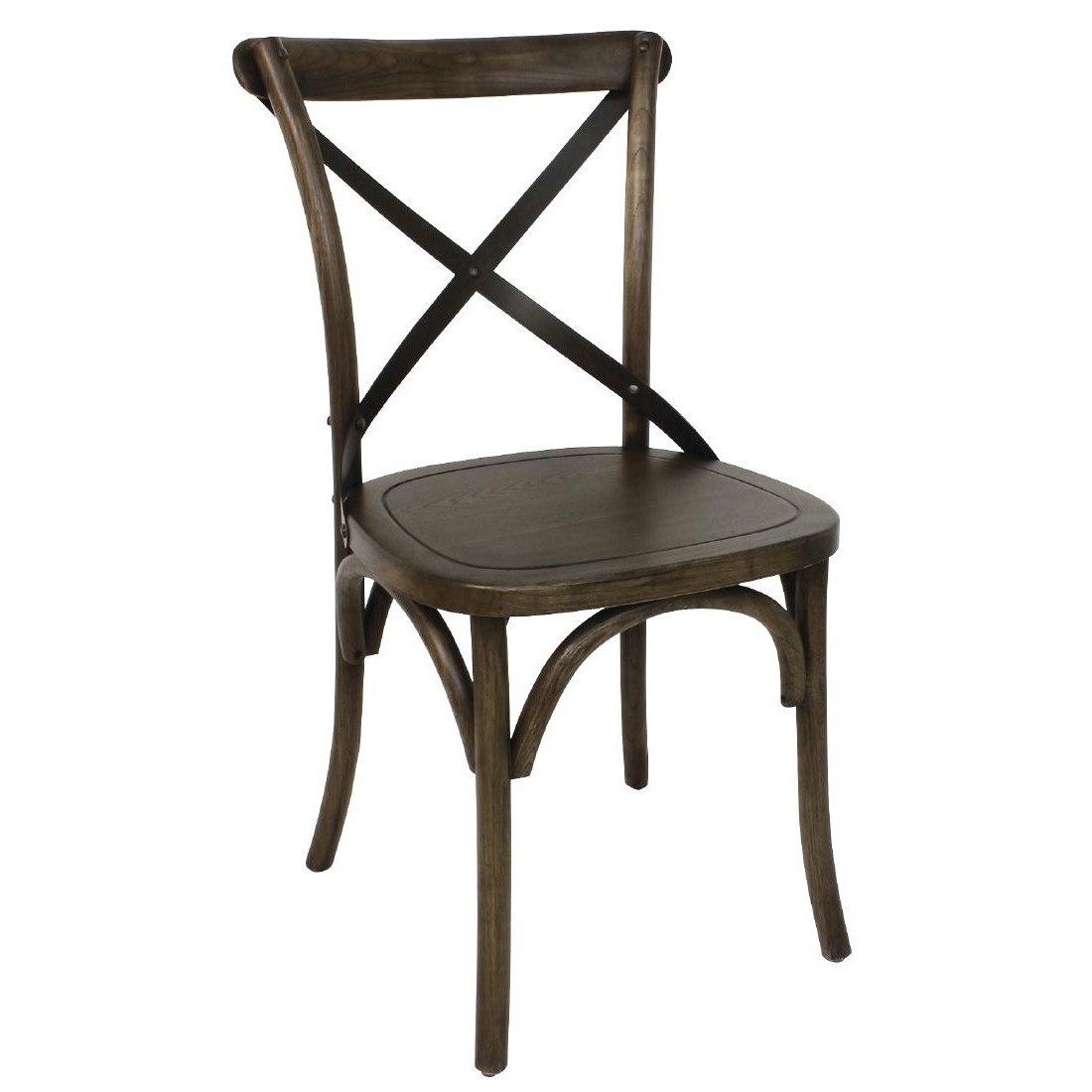 Bolero Wooden Dining Chair with Metal Cross Backrest