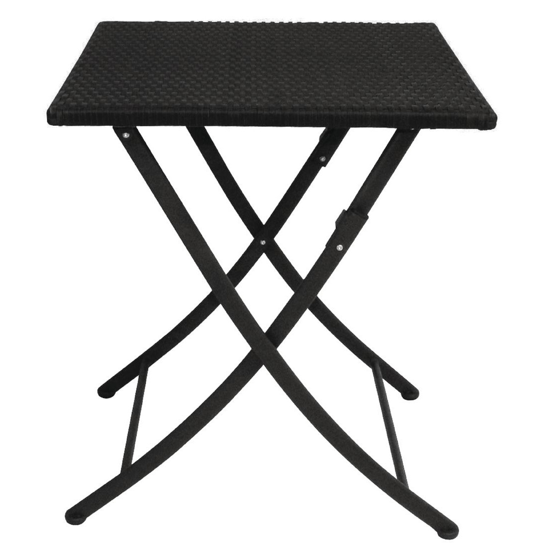 Bolero PE Wicker Folding Square Table Black 600mm