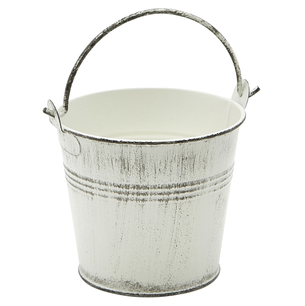 Galvanised Steel Serving Bucket White Wash 10cm