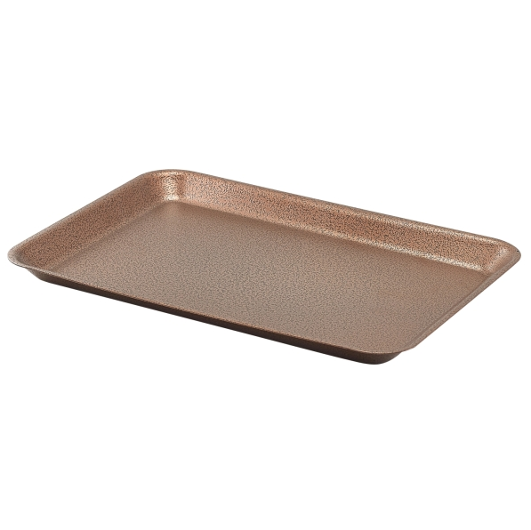 Galvanised Steel Serving Tray Hammered Copper 37 x 26.5 x 2cm