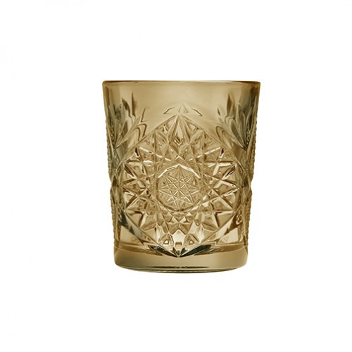 Hobstar Double Old Fashioned Tumblers Amber 12oz / 35cl