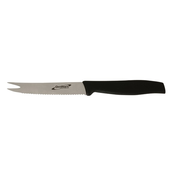 Genware Serrated Bar Knife with Fork End 10.2cm