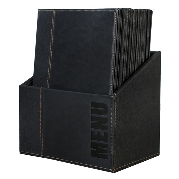 Contemporary Menu Box with 20 Menu Covers A4 Black
