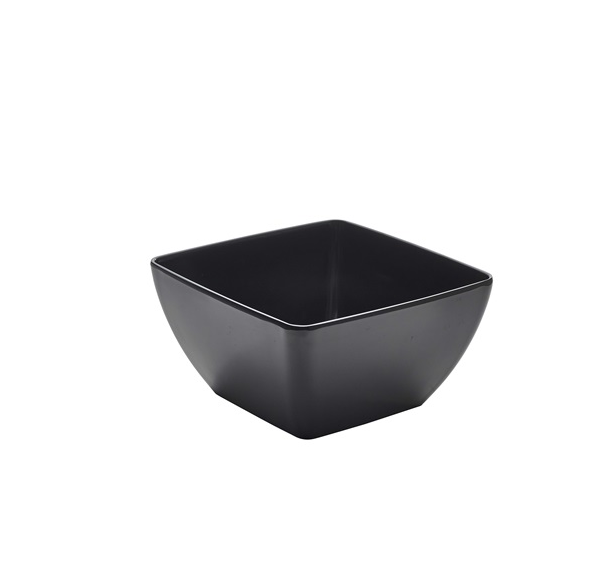 Melamine Black Curved Square Bowl 19cm