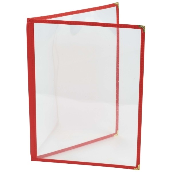 American Style Four Page Red Menu Holder A4