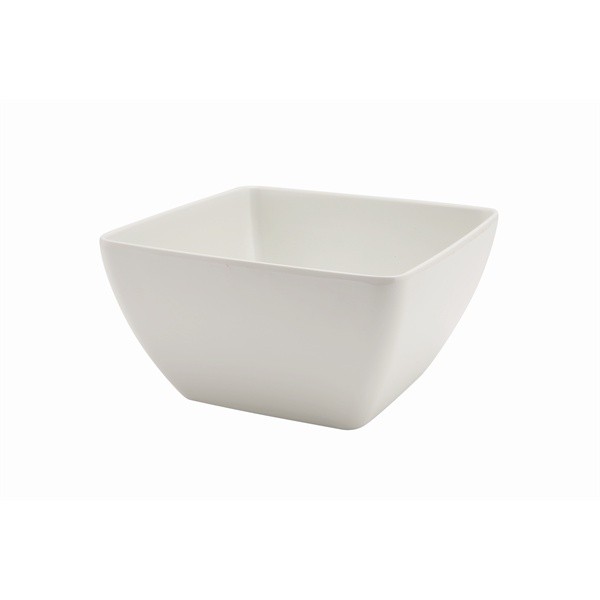 White Melamine Curved Square Bowl 19 x 9.5cm