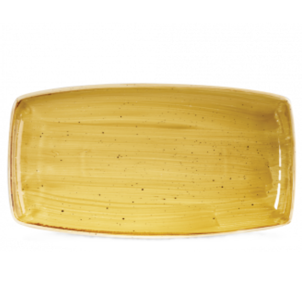 Churchill Stonecast Mustard Seed Yellow Oblong Plates 29.5 x 15cm