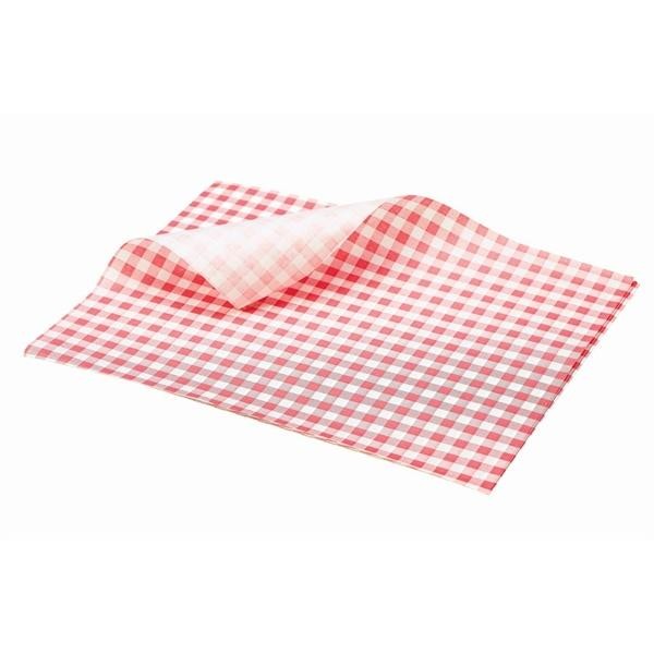 Greaseproof Paper Sheets Red Gingham Print 25 x 20cm 