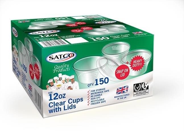 Satco 12oz Round Cups with Lids