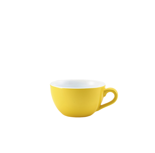 Genware Porcelain Yellow Bowl Shaped Cup 6oz / 17.5cl