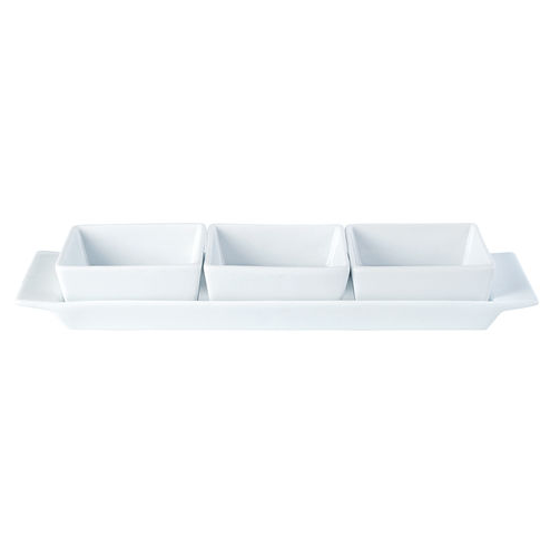 Porcelite Creations Square Set of 3 Bowls & Tray 11.5 x 3.5inch / 29 x 9cm