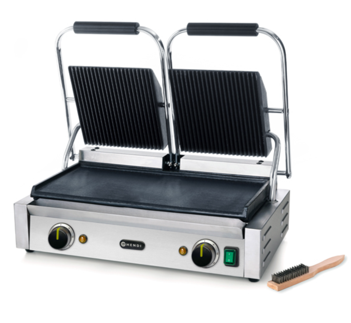 Hendi Double Ribbed Top Contact Grill HND263815