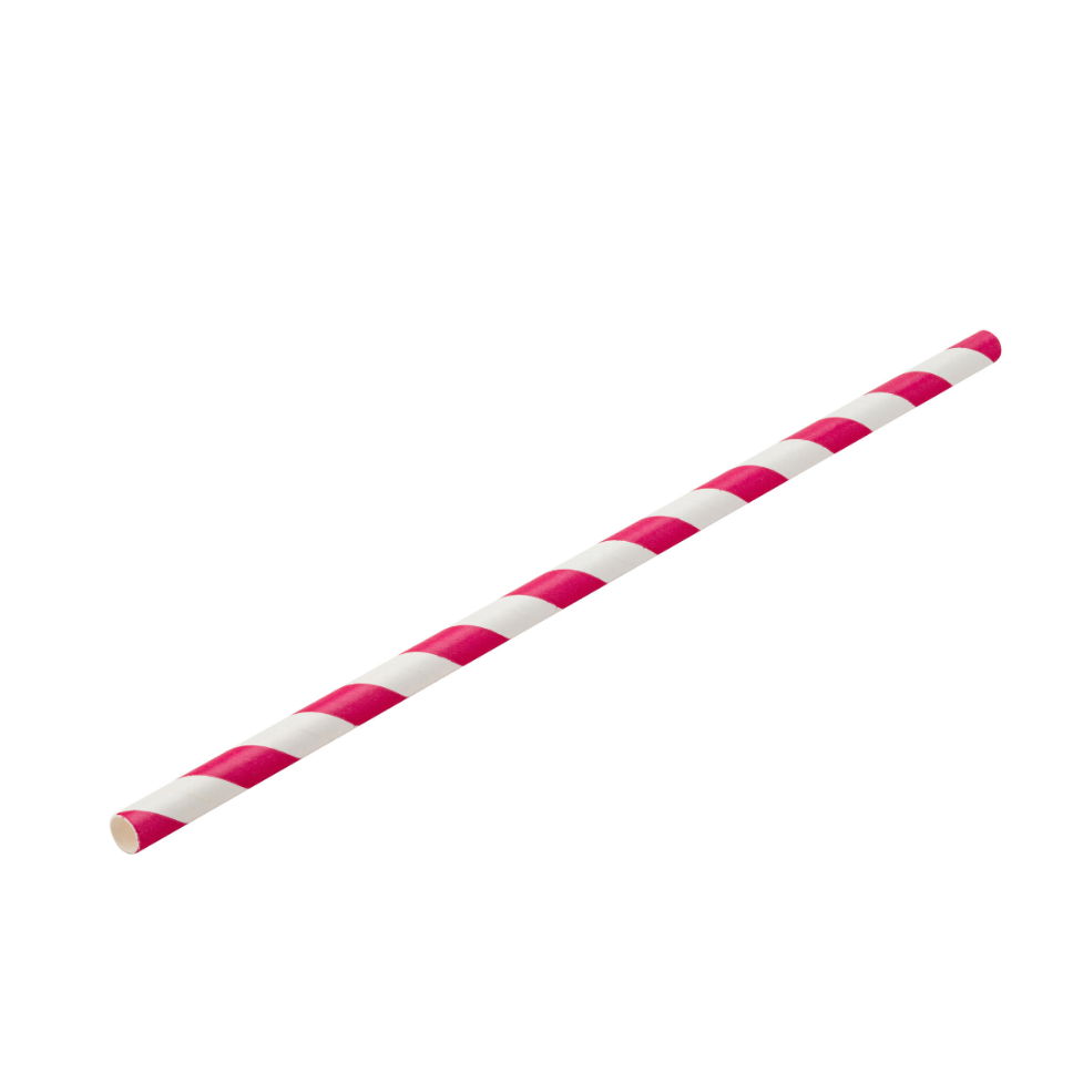 Red and White Striped Paper Straws 8inch
