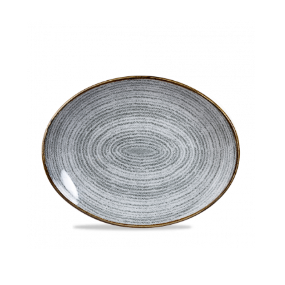 Churchill Studio Prints Homespun Oval Coupe Plate Stone Grey 31.7 x 25.5cm 