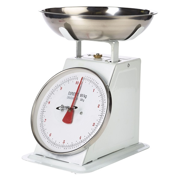 Analogue Weighing Scales 10kg Graduated in 50g White