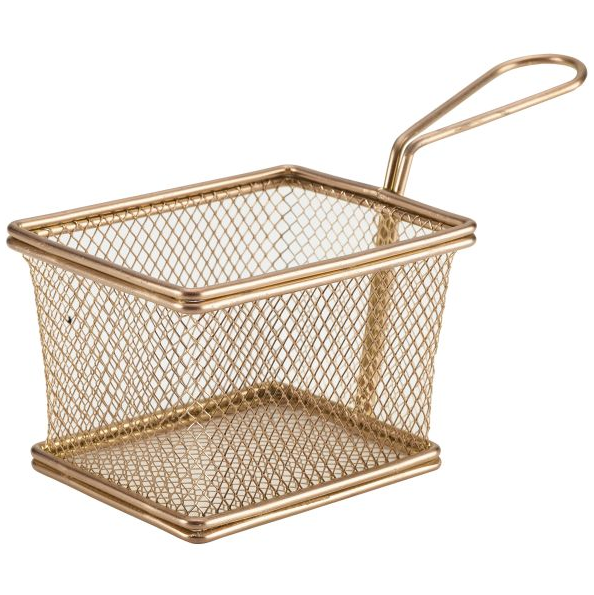 Rectangular Mini Serving Fry Basket Copper 12.5 x 10 x 8.5cm