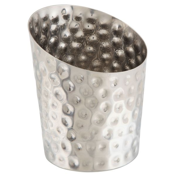 Angled Stainless Steel Serving Cup Hammered 9.5cm